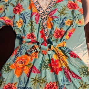 Floral Dress in Teal and Orange